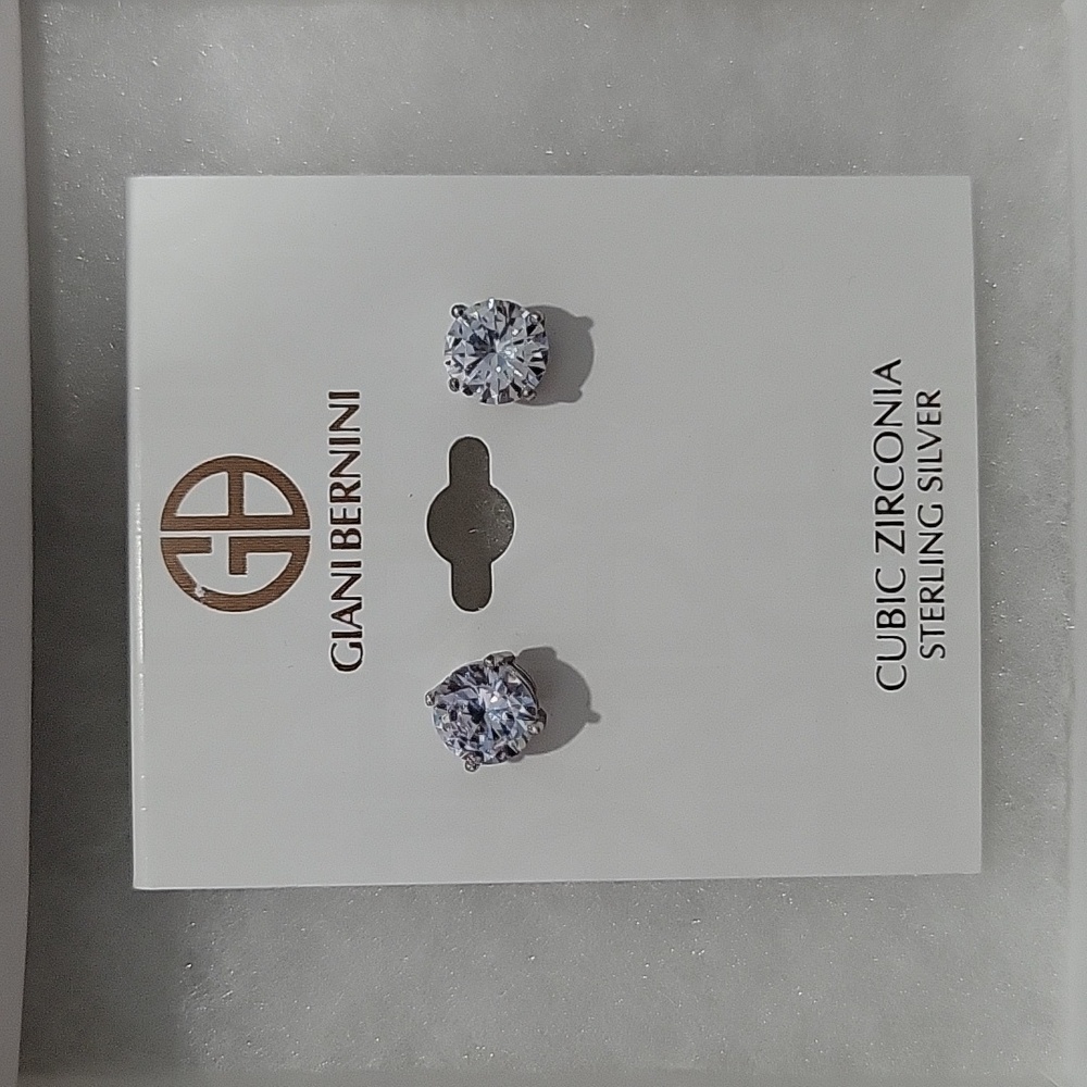 Giani Bernini 8mm Cubic Zirconia Round Stud Earrings